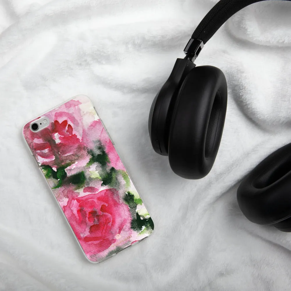 Spring French Pink iPhone Case, Princess Rose Floral Print Girlie Cute Phone Case-Printed in USA/EU