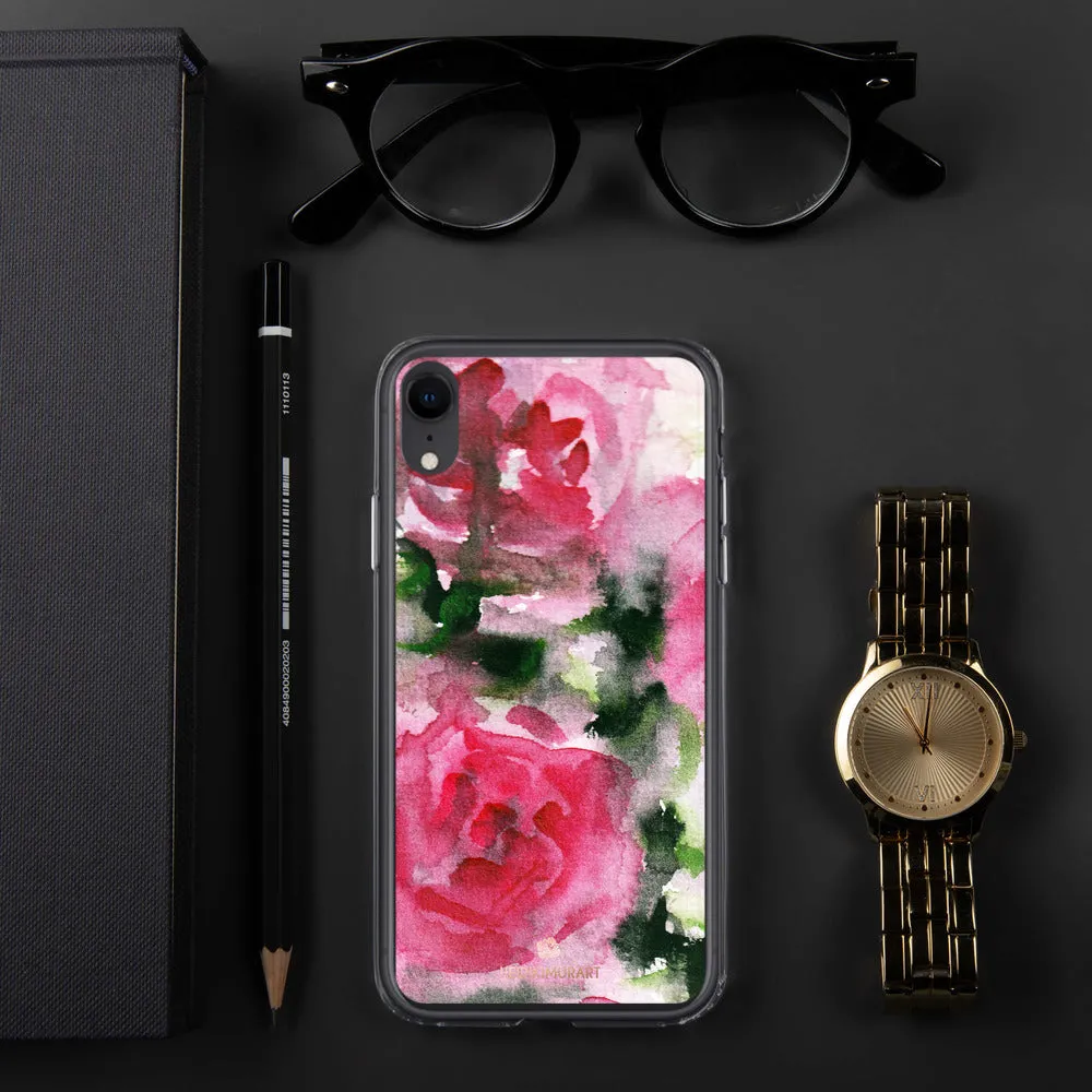 Spring French Pink iPhone Case, Princess Rose Floral Print Girlie Cute Phone Case-Printed in USA/EU