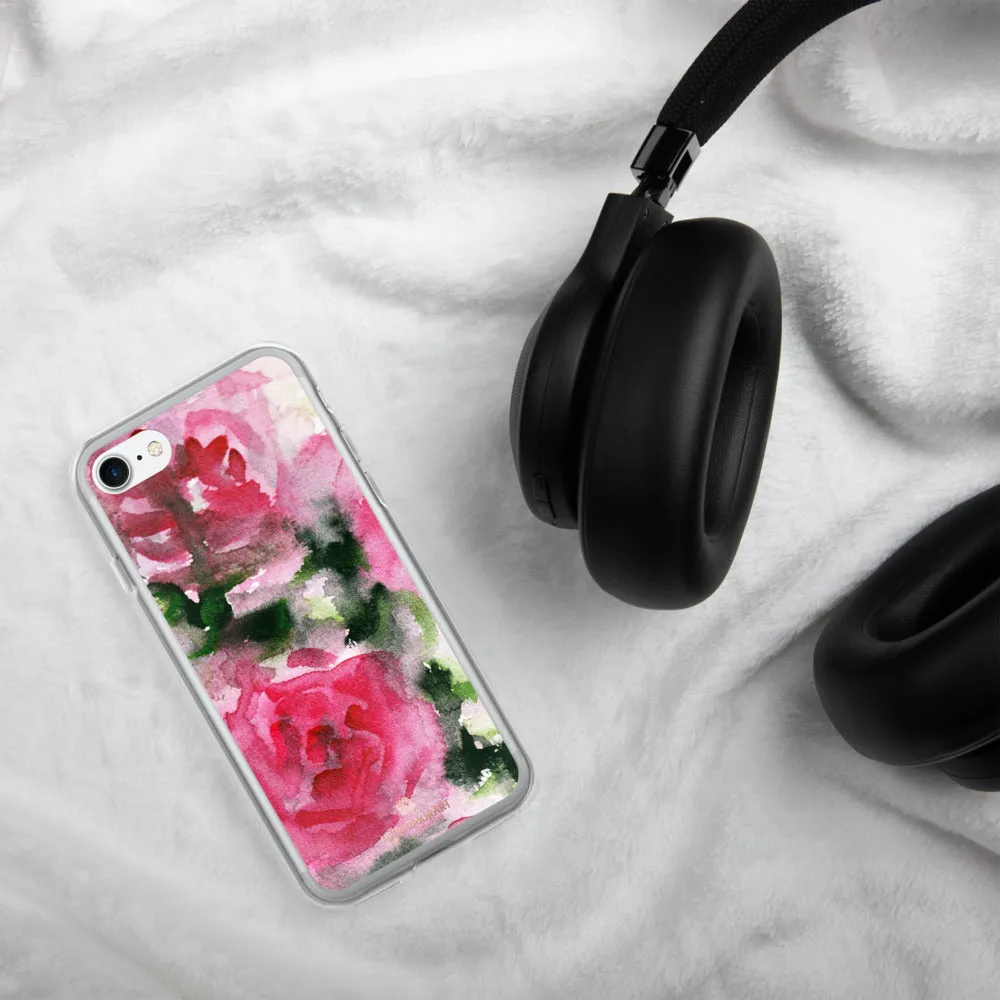 Spring French Pink iPhone Case, Princess Rose Floral Print Girlie Cute Phone Case-Printed in USA/EU