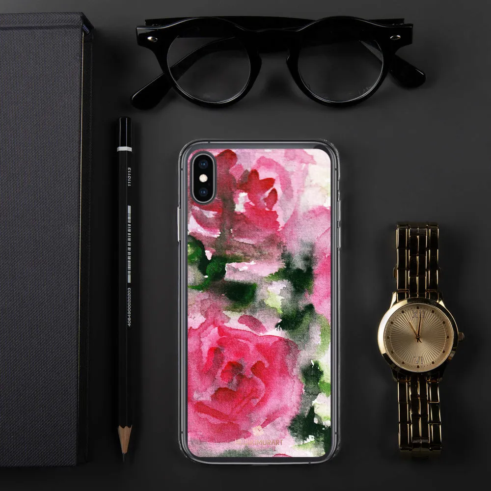 Spring French Pink iPhone Case, Princess Rose Floral Print Girlie Cute Phone Case-Printed in USA/EU