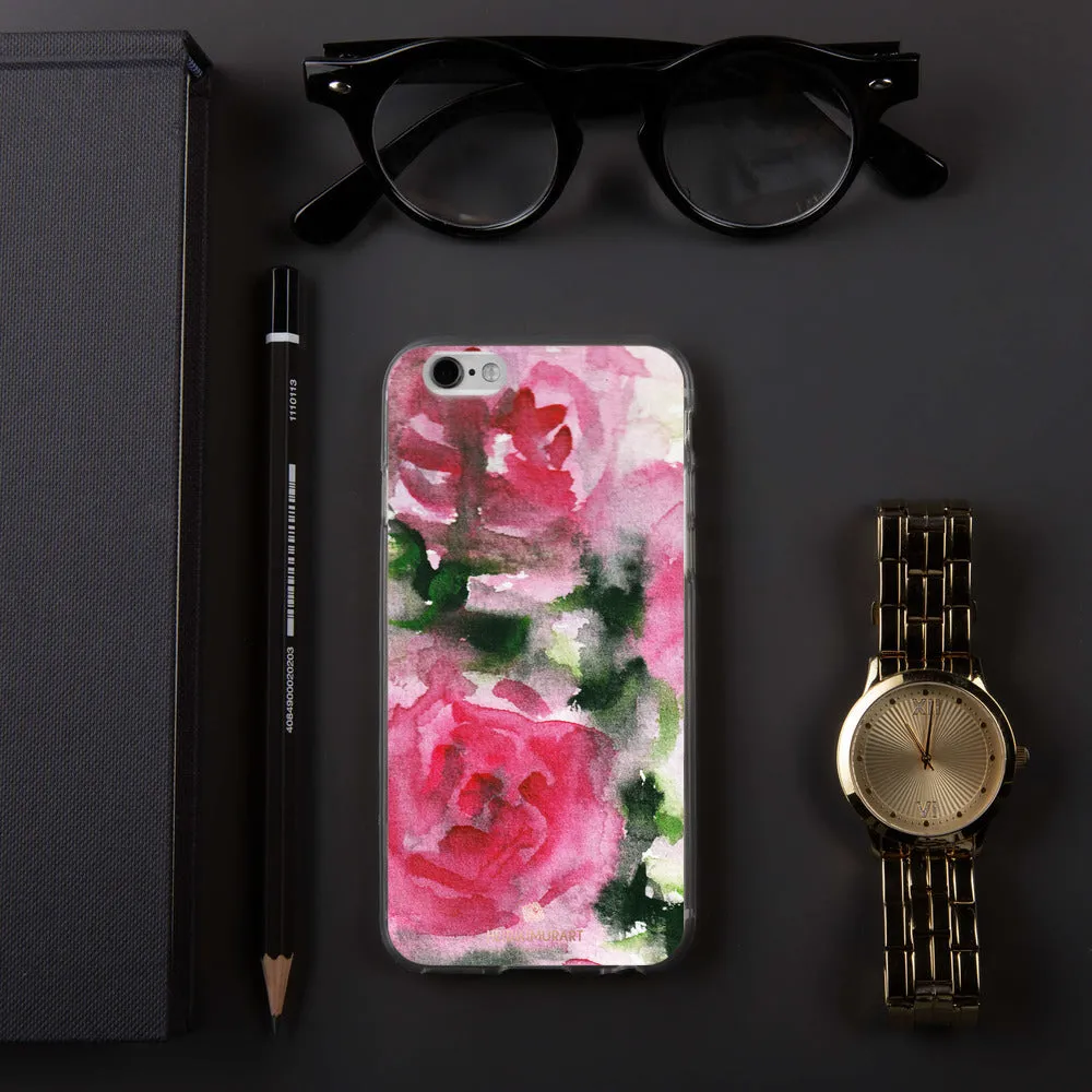 Spring French Pink iPhone Case, Princess Rose Floral Print Girlie Cute Phone Case-Printed in USA/EU