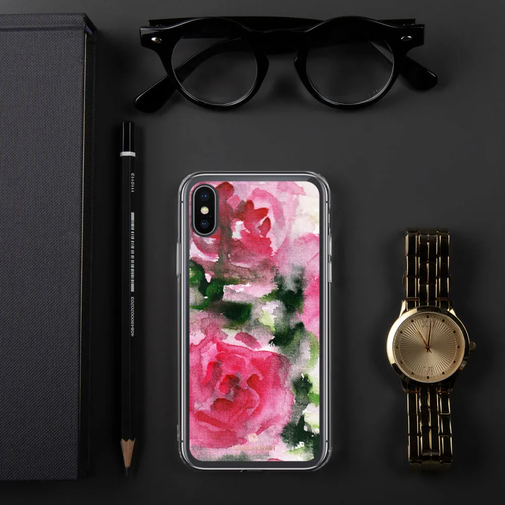 Spring French Pink iPhone Case, Princess Rose Floral Print Girlie Cute Phone Case-Printed in USA/EU