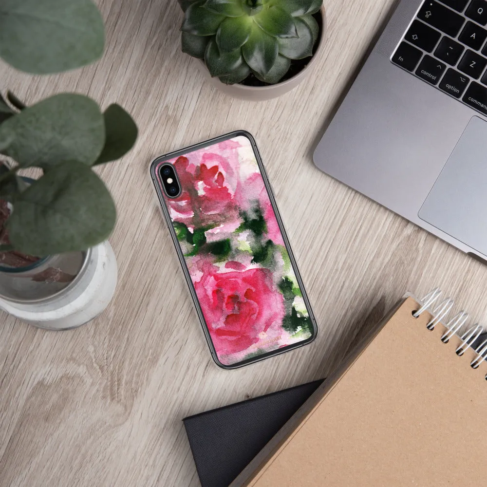 Spring French Pink iPhone Case, Princess Rose Floral Print Girlie Cute Phone Case-Printed in USA/EU