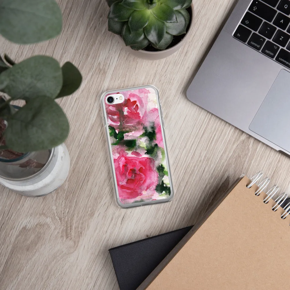 Spring French Pink iPhone Case, Princess Rose Floral Print Girlie Cute Phone Case-Printed in USA/EU