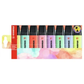 STABILO BOSS ORIGINAL Pastel Assorted Colours Highlighter Wallet Pack of 8