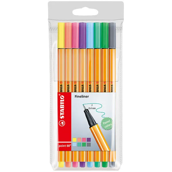 STABILO point 88 Fineliner Wallet of 8 Pastel Colours