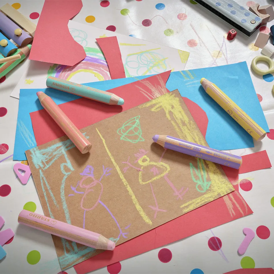 STABILO woody 3 in 1 Pastel Pencil Wallet of 6   Sharpener