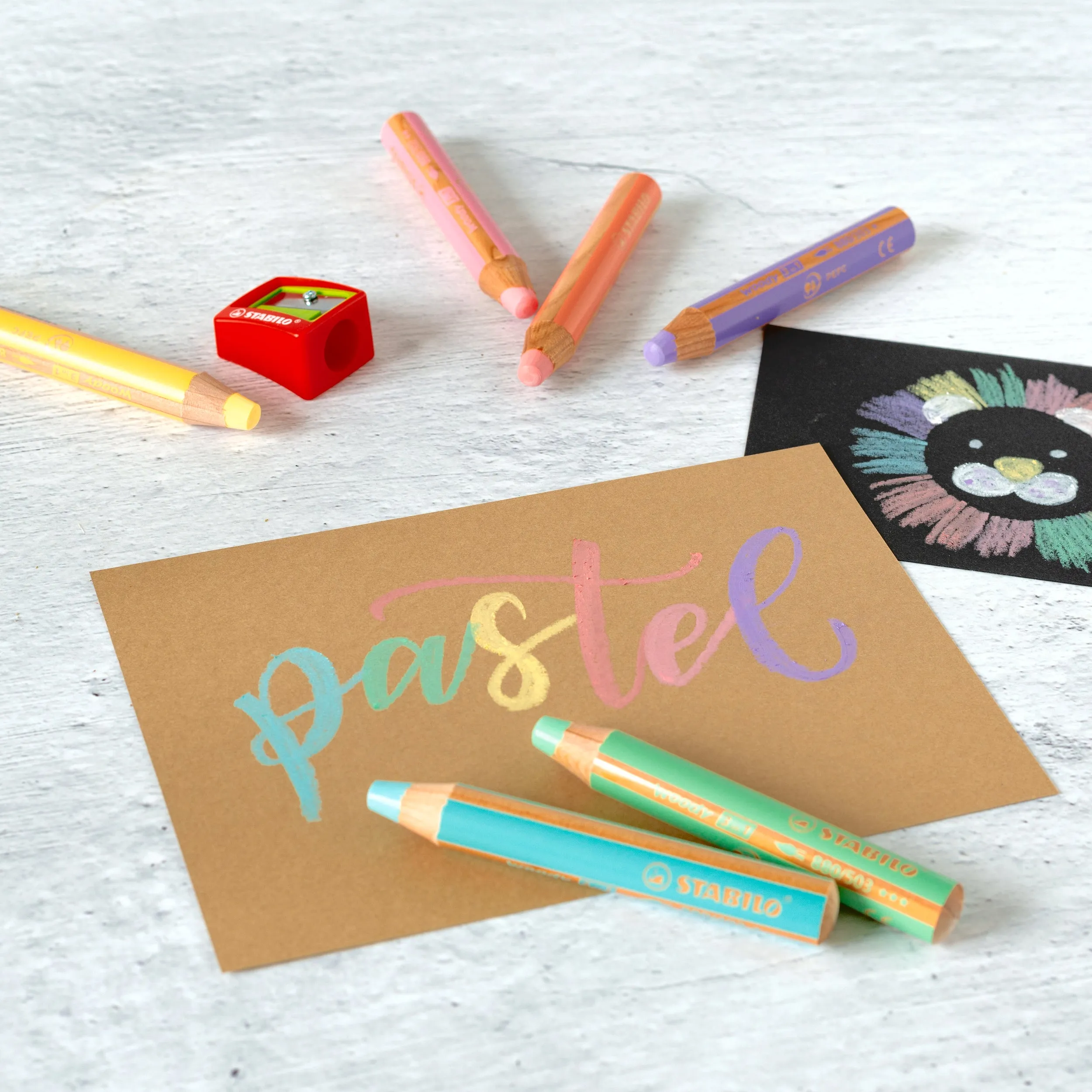 STABILO woody 3 in 1 Pastel Pencil Wallet of 6   Sharpener
