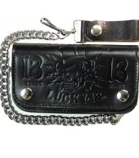 The DEATH OR GLORY Embossed Leather Wallet - BLACK