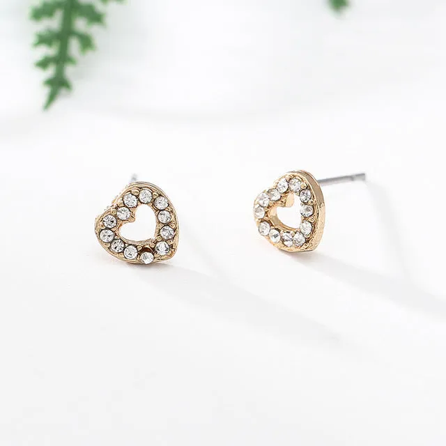 The Rose Series Earns Hear Silver Plated White Temperament Stud Earrings For Women Pan Jewelry PE013