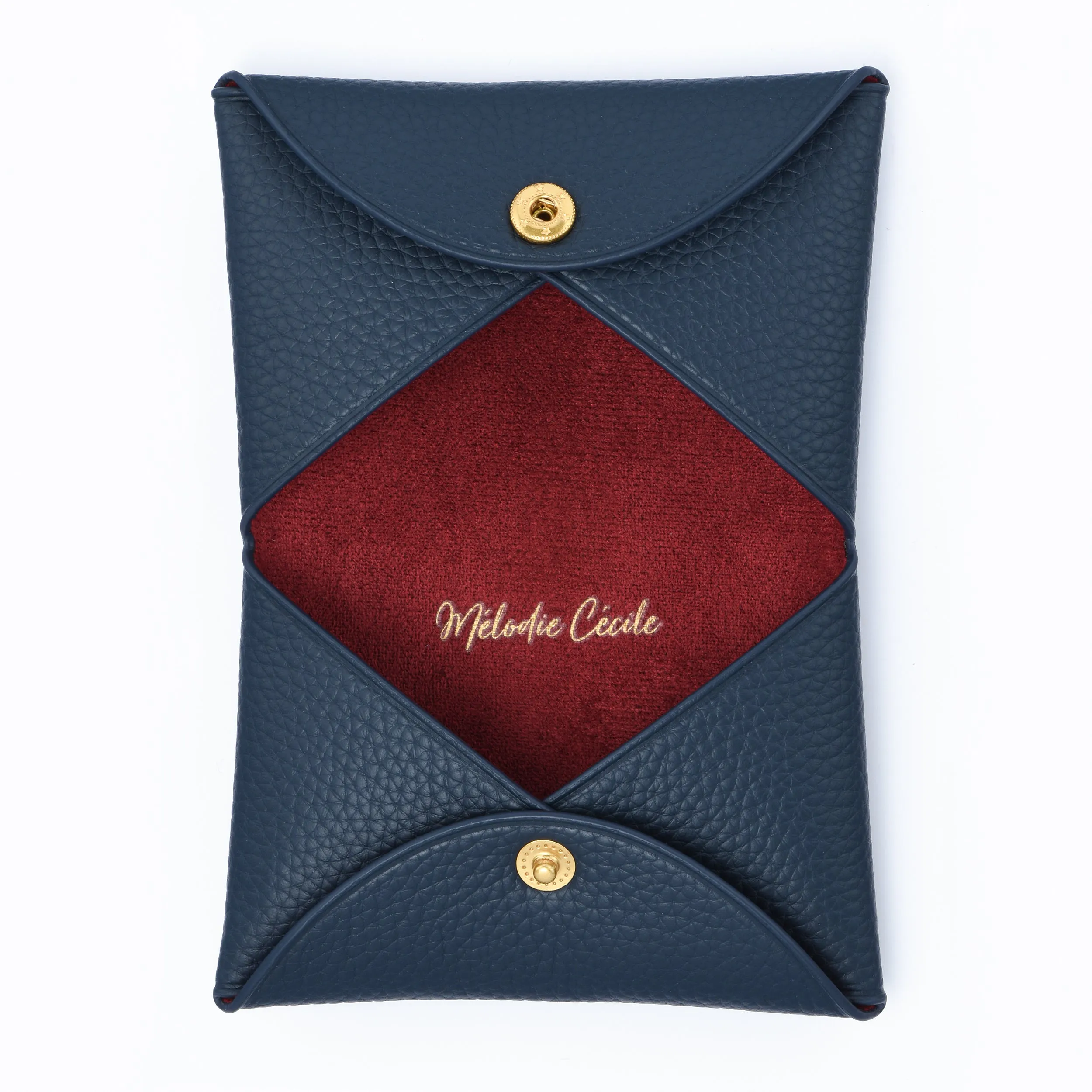 TOGO LEATHER "CORSICA" CARD HOLDER - BROWN / BURGUNDY / NAVY
