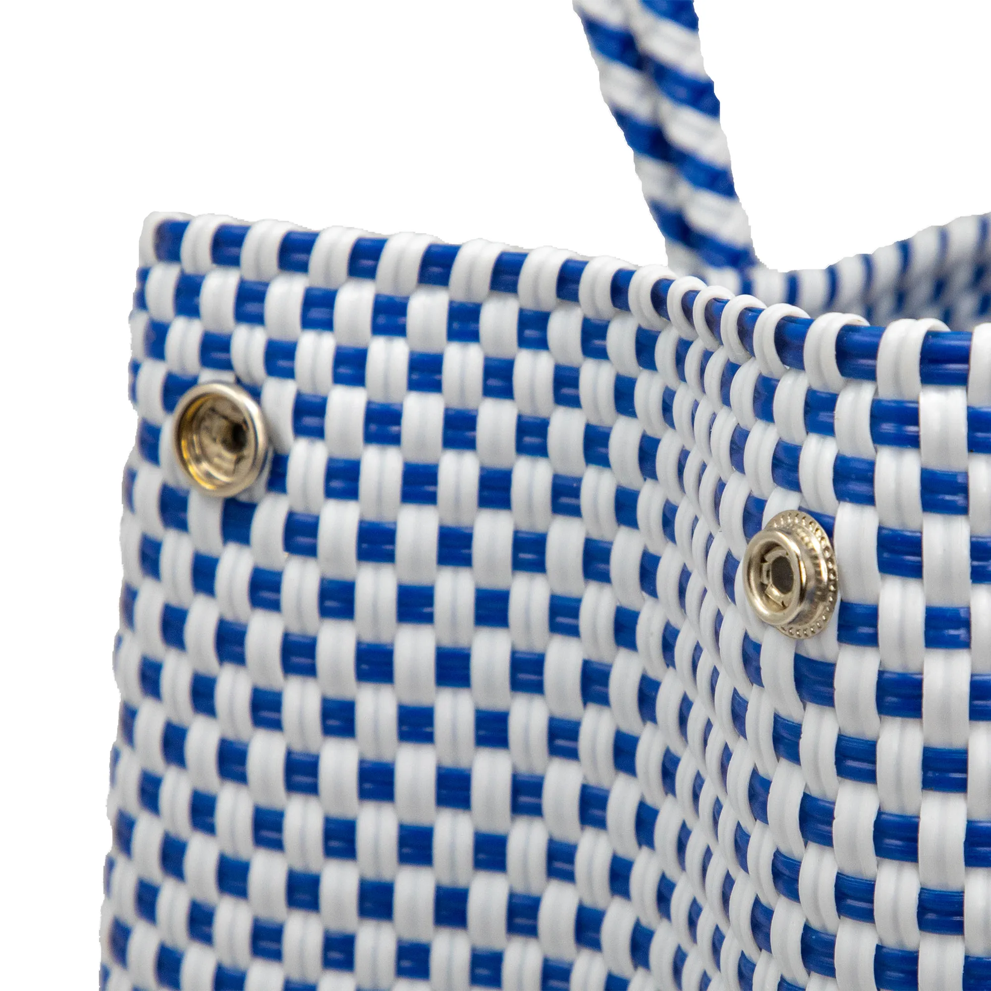 TRAVEL WHITE BLUE CHECKERED TOTE WITH CLUTCH