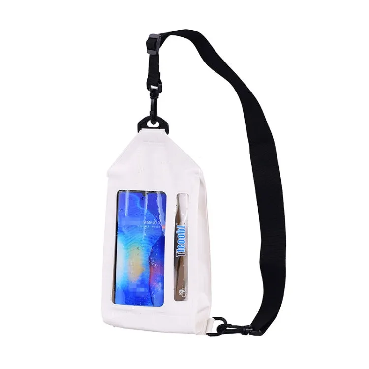 Tteoobl Swimming Waterproof Crossbody Phone Bag Touch Screen Chest Bag,Style: Paste Model(White)