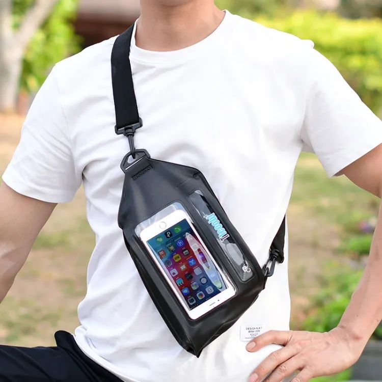 Tteoobl Swimming Waterproof Crossbody Phone Bag Touch Screen Chest Bag,Style: Paste Model(White)