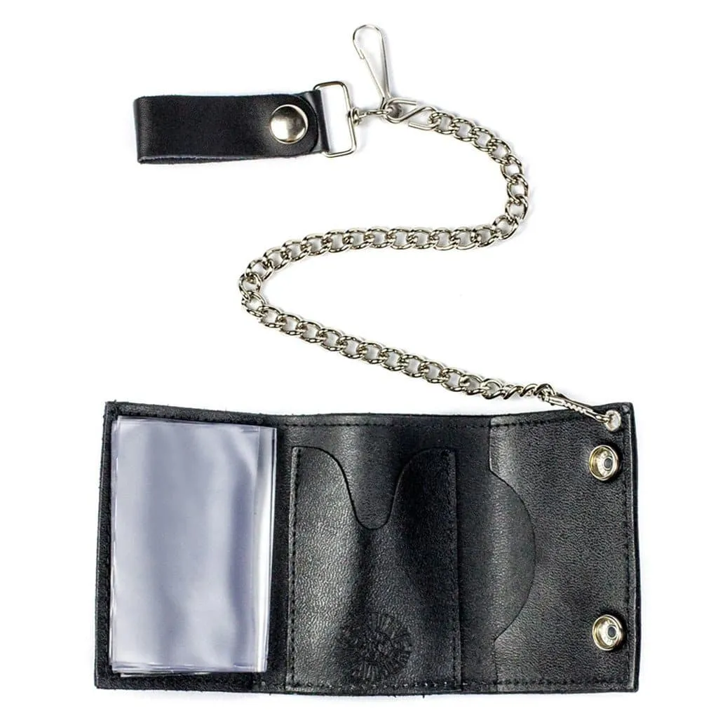 USA Flag Tri-Fold Wallet w/ Chain