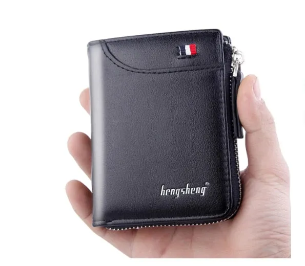Vintage Men Leather Wallet/ Luxury Short Slim Wallet for Men