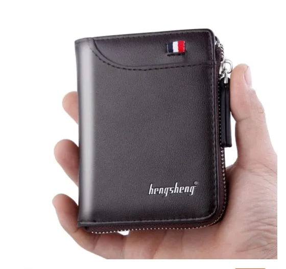 Vintage Men Leather Wallet/ Luxury Short Slim Wallet for Men