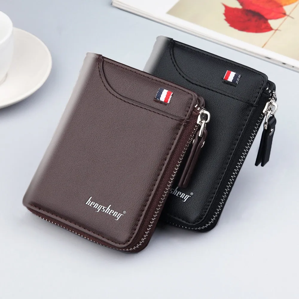 Vintage Men Leather Wallet/ Luxury Short Slim Wallet for Men