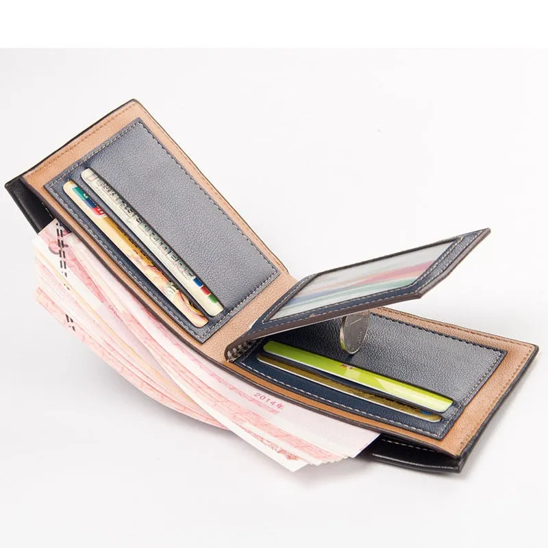 Vintage Men Leather Wallet/ Luxury Short Slim Wallet for Men