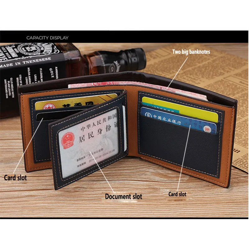 Vintage Men Leather Wallet/ Luxury Short Slim Wallet for Men