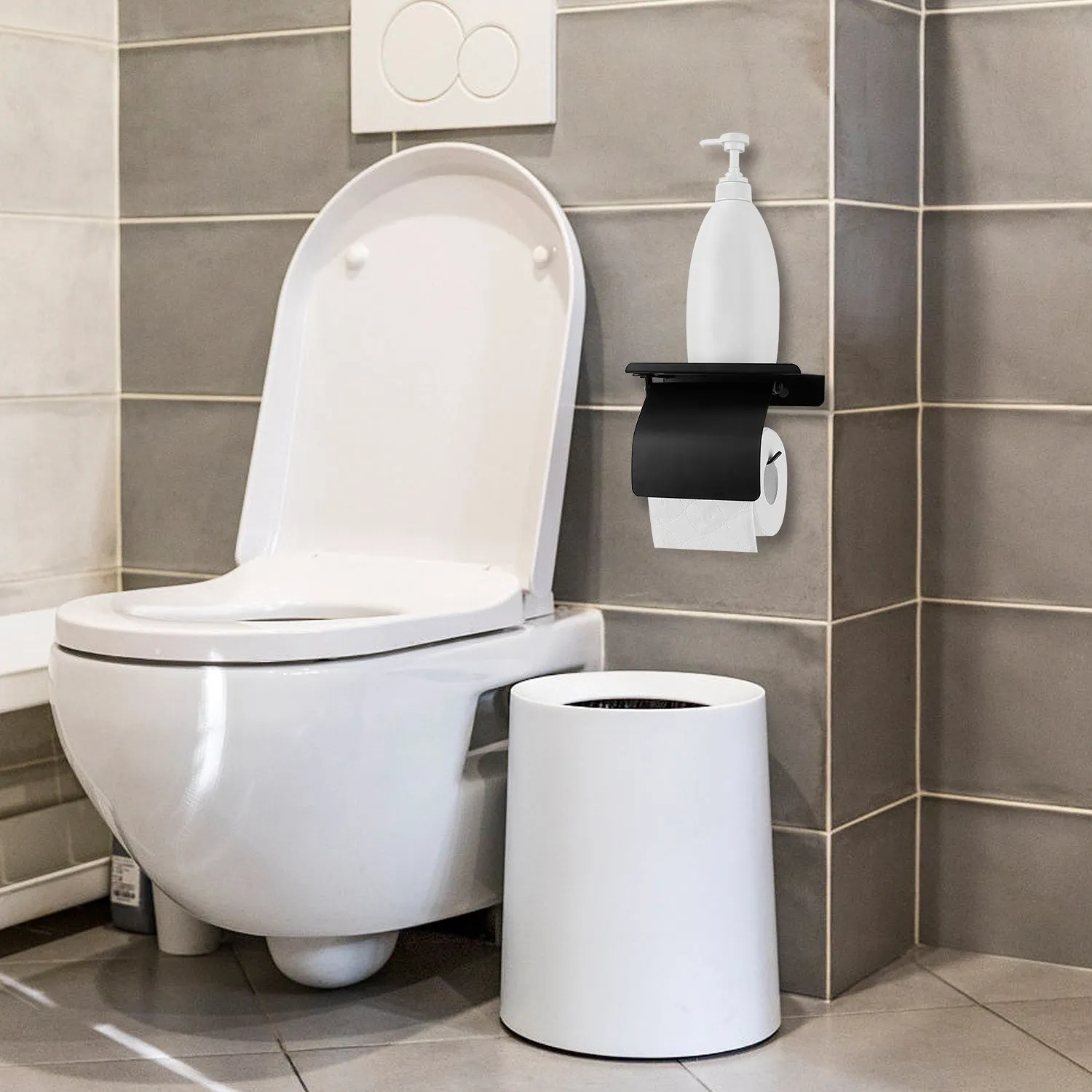 Wall Mounted Toilet Paper Holder with Phone Storage Rack