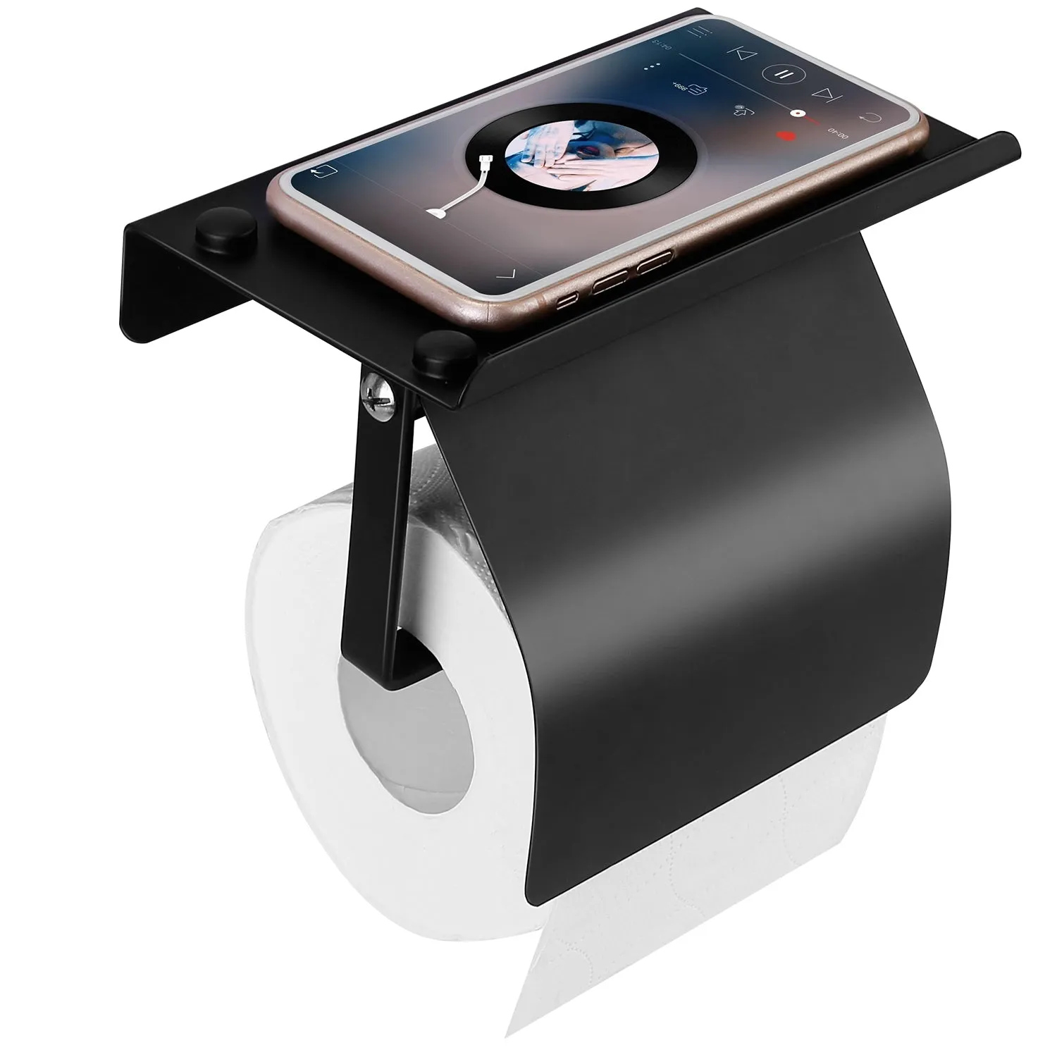 Wall Mounted Toilet Paper Holder with Phone Storage Rack