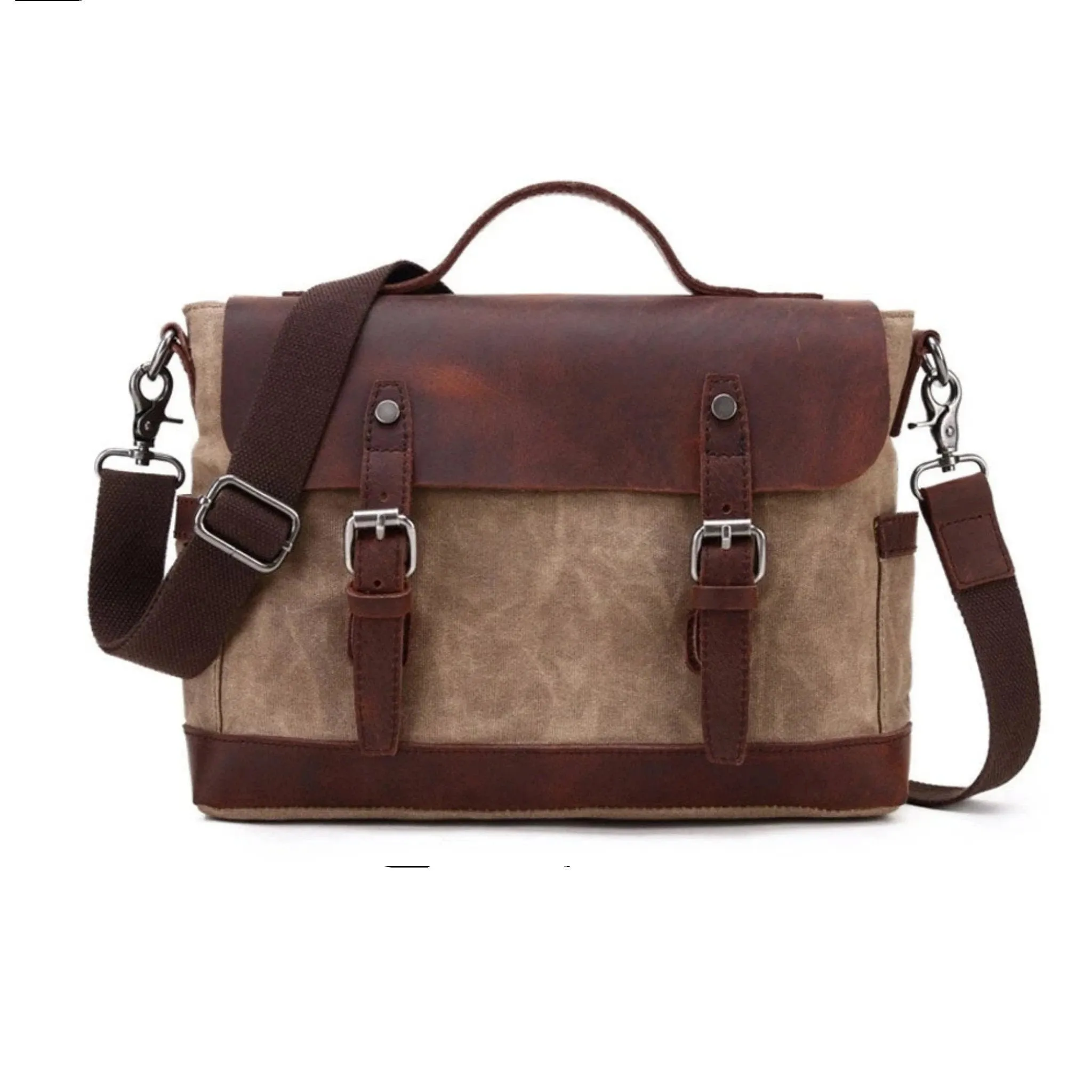 Waterproof Waxed Canvas Leather Messenger Bag