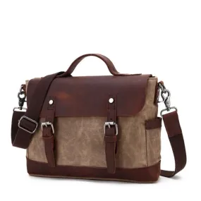 Waterproof Waxed Canvas Leather Messenger Bag