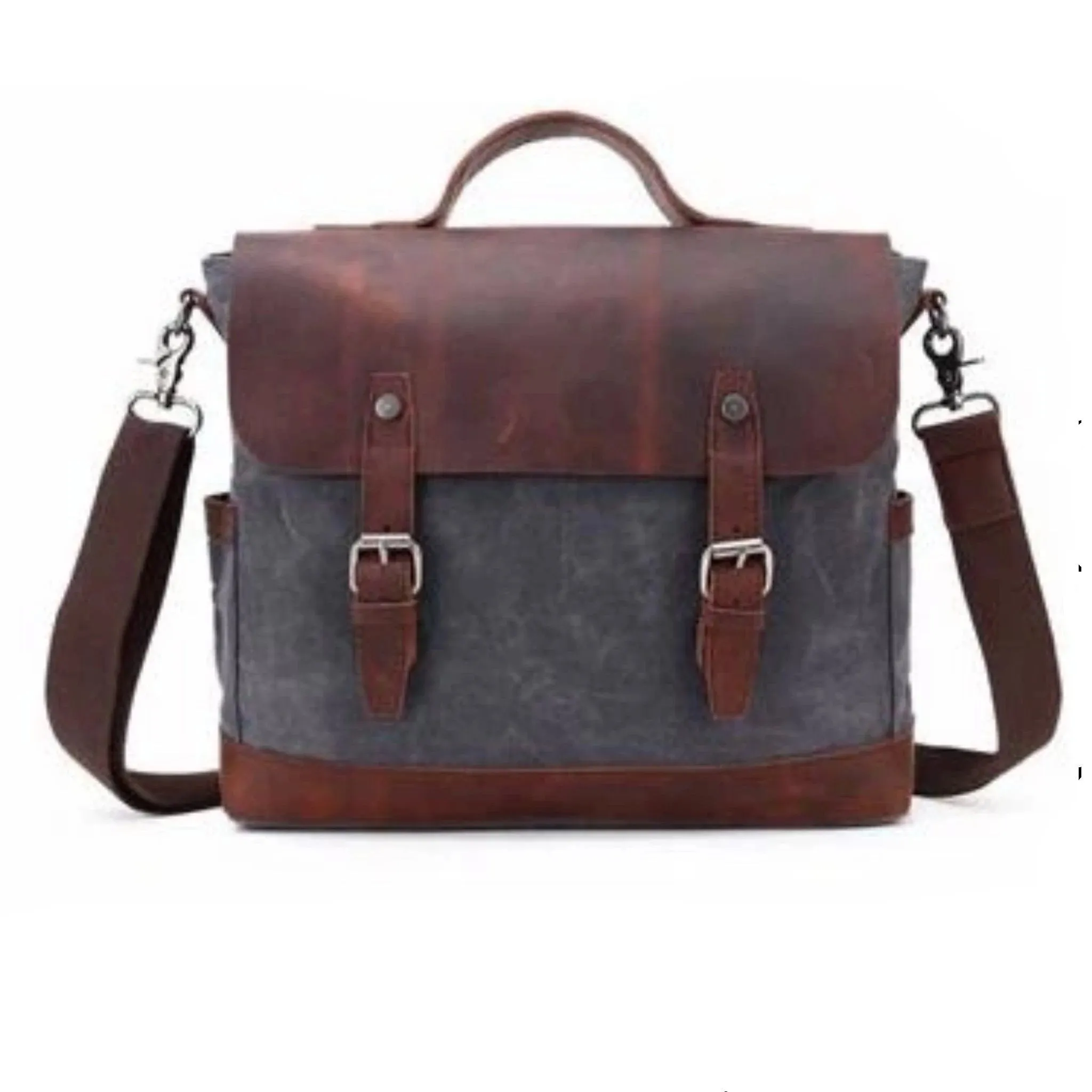 Waterproof Waxed Canvas Leather Messenger Bag