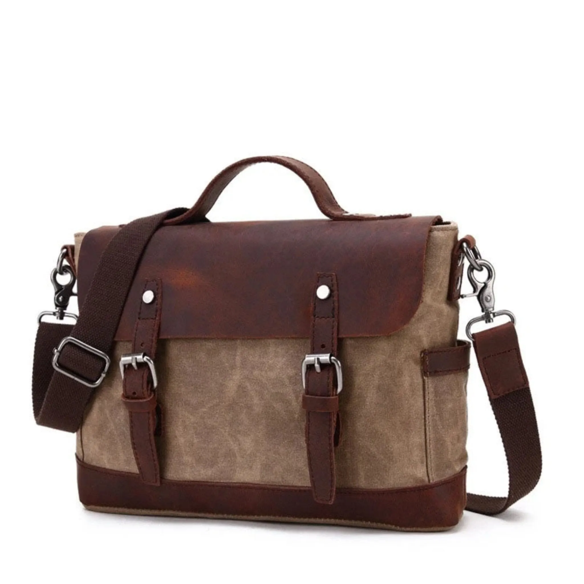 Waterproof Waxed Canvas Leather Messenger Bag
