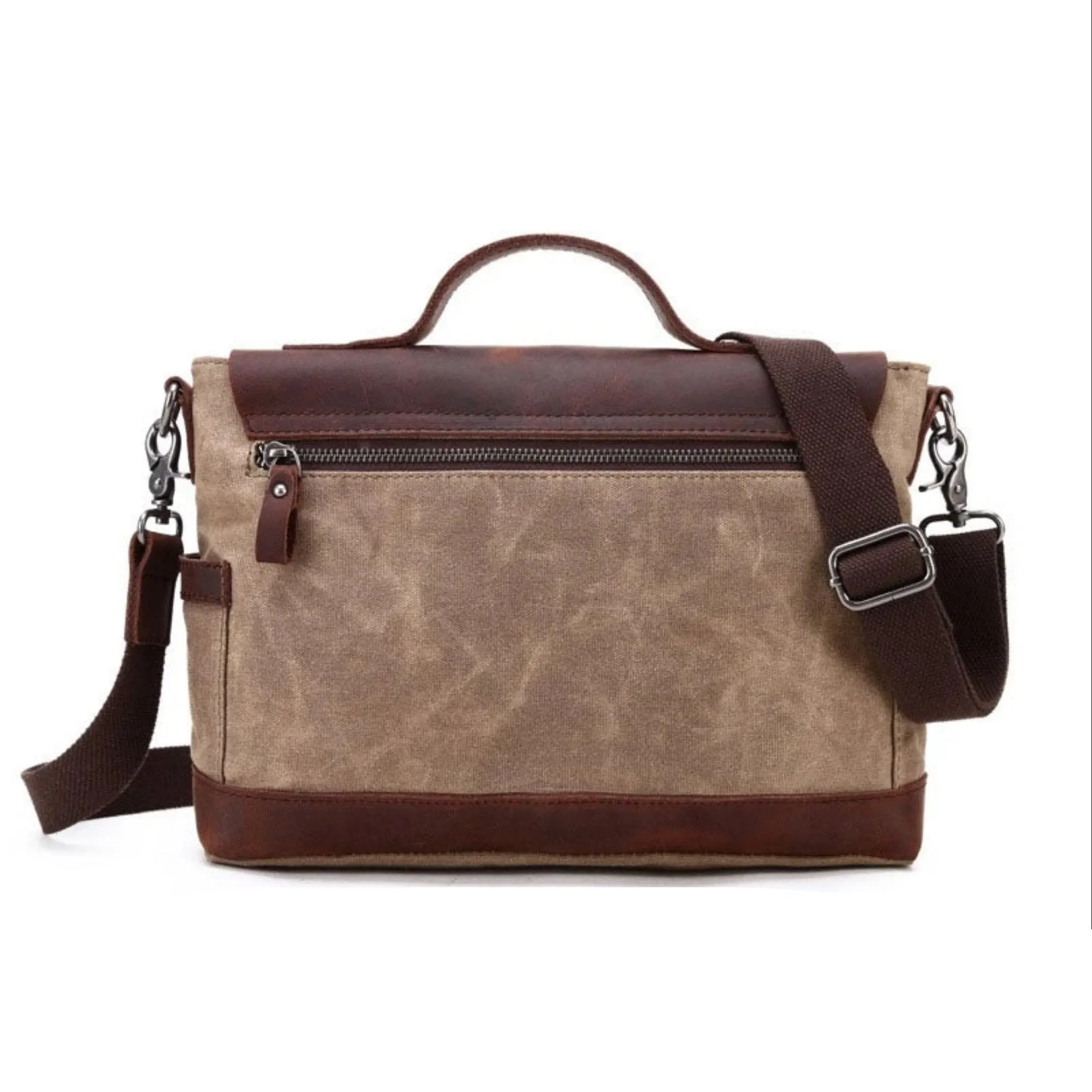 Waterproof Waxed Canvas Leather Messenger Bag