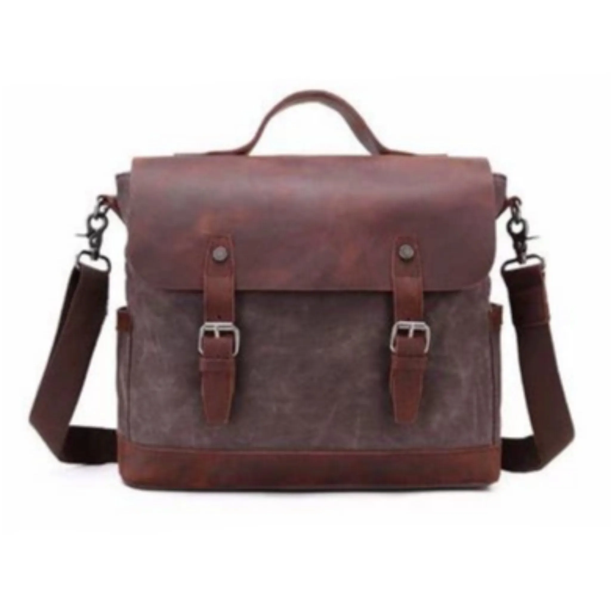Waterproof Waxed Canvas Leather Messenger Bag