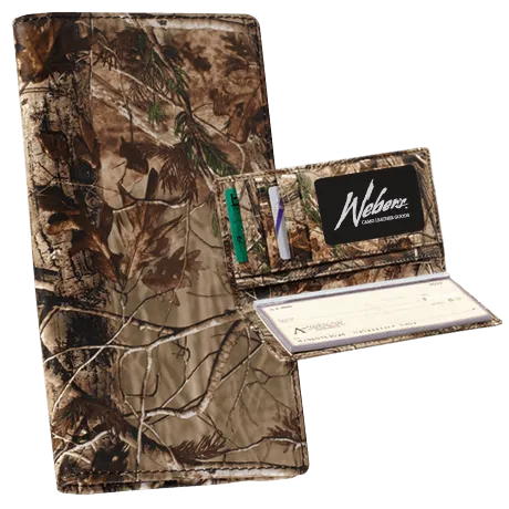 Webers Camo Leather Checkbook Cover