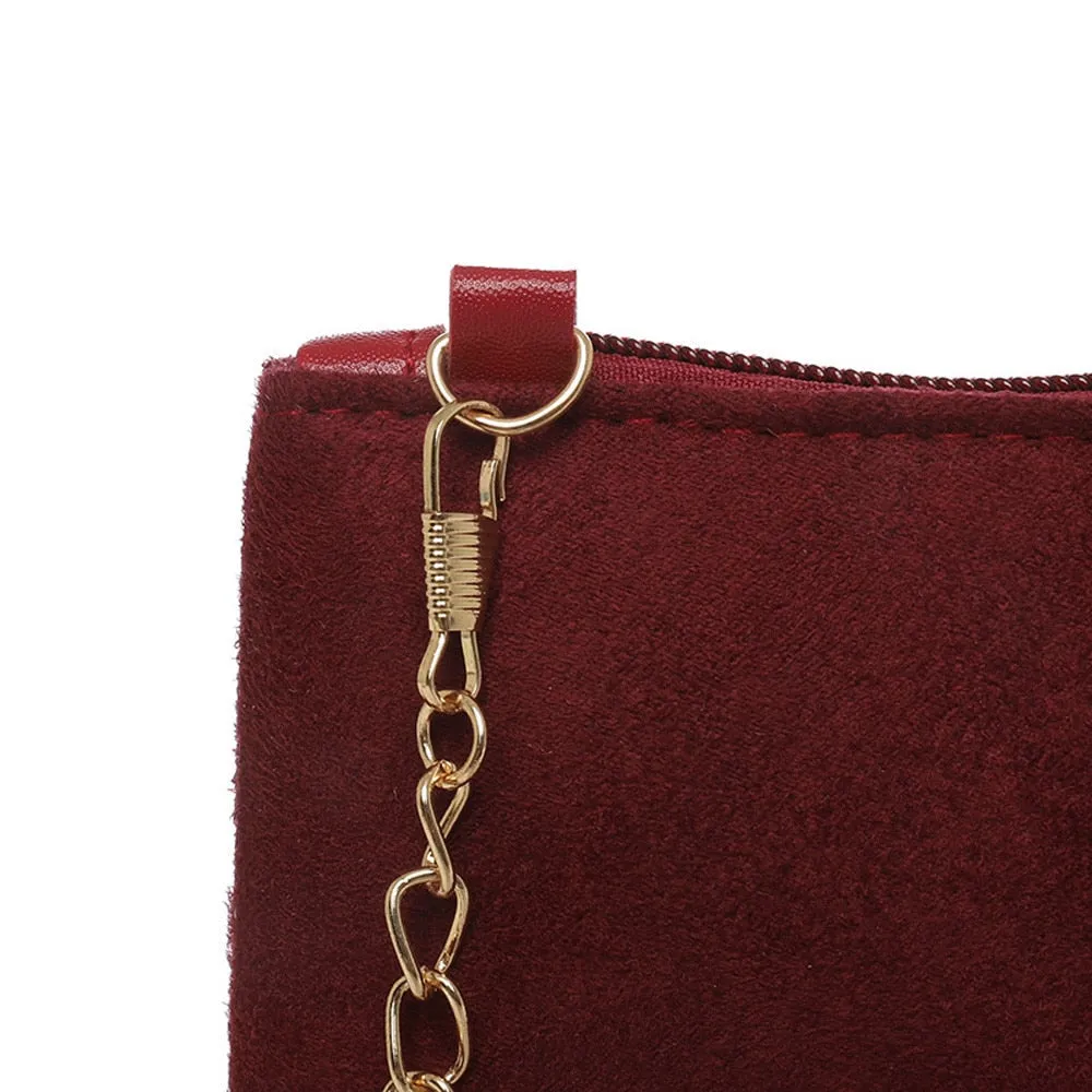 Women Hairball Clutch Bag Solid Color Street Style  Sued Clutch