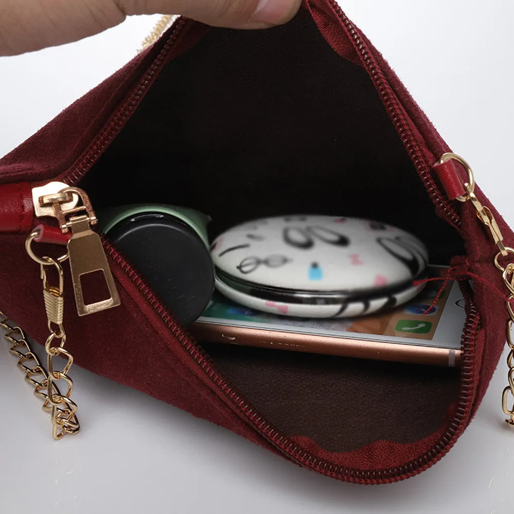 Women Hairball Clutch Bag Solid Color Street Style  Sued Clutch