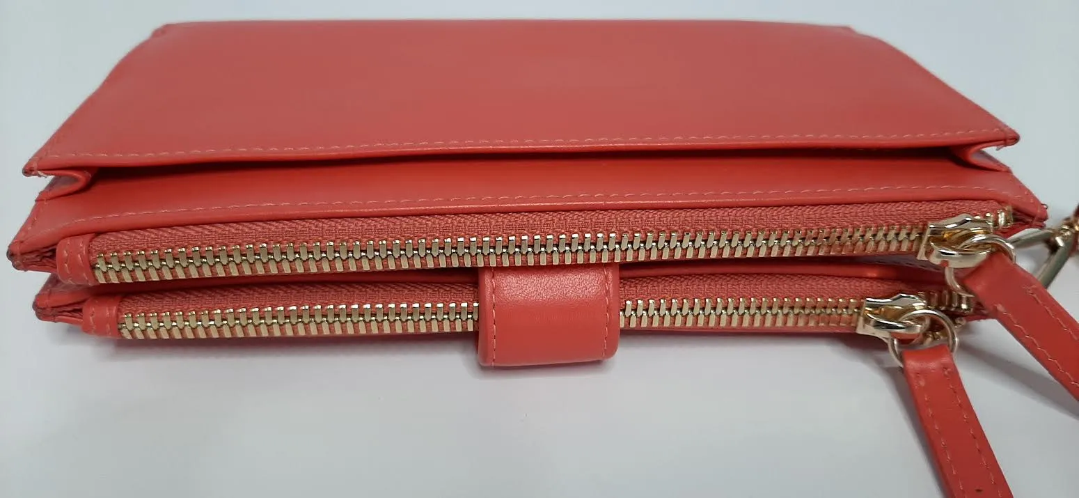 Women's Coral-Phone Wallet Rfid Leather Wristlet