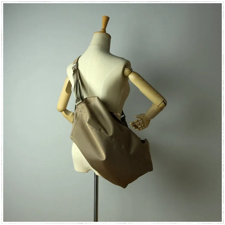 Womens Nylon Gray&Yellow Large Sling Bag Shoulder Sports Gym Bag Nylon Overnight Crossbody Bag for Ladies