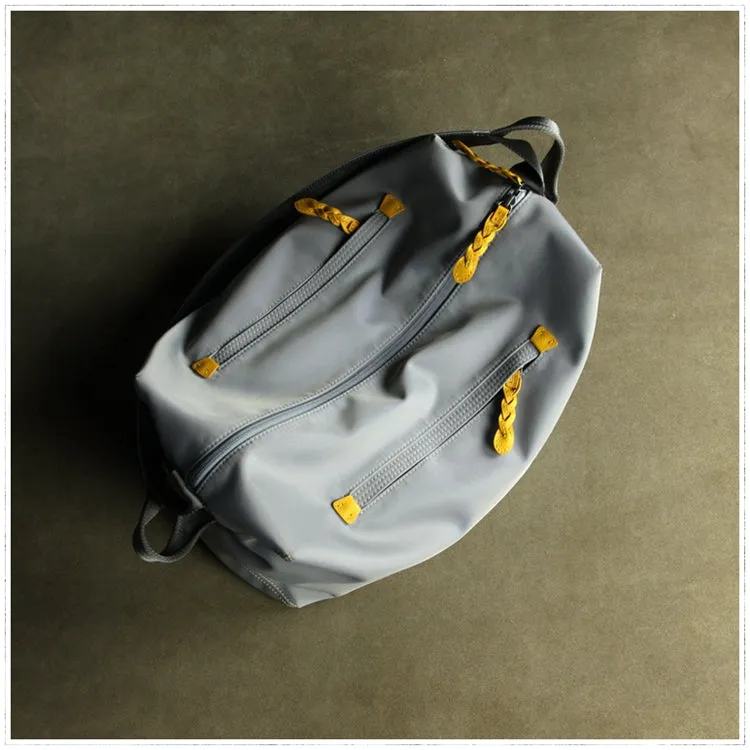 Womens Nylon Gray&Yellow Large Sling Bag Shoulder Sports Gym Bag Nylon Overnight Crossbody Bag for Ladies