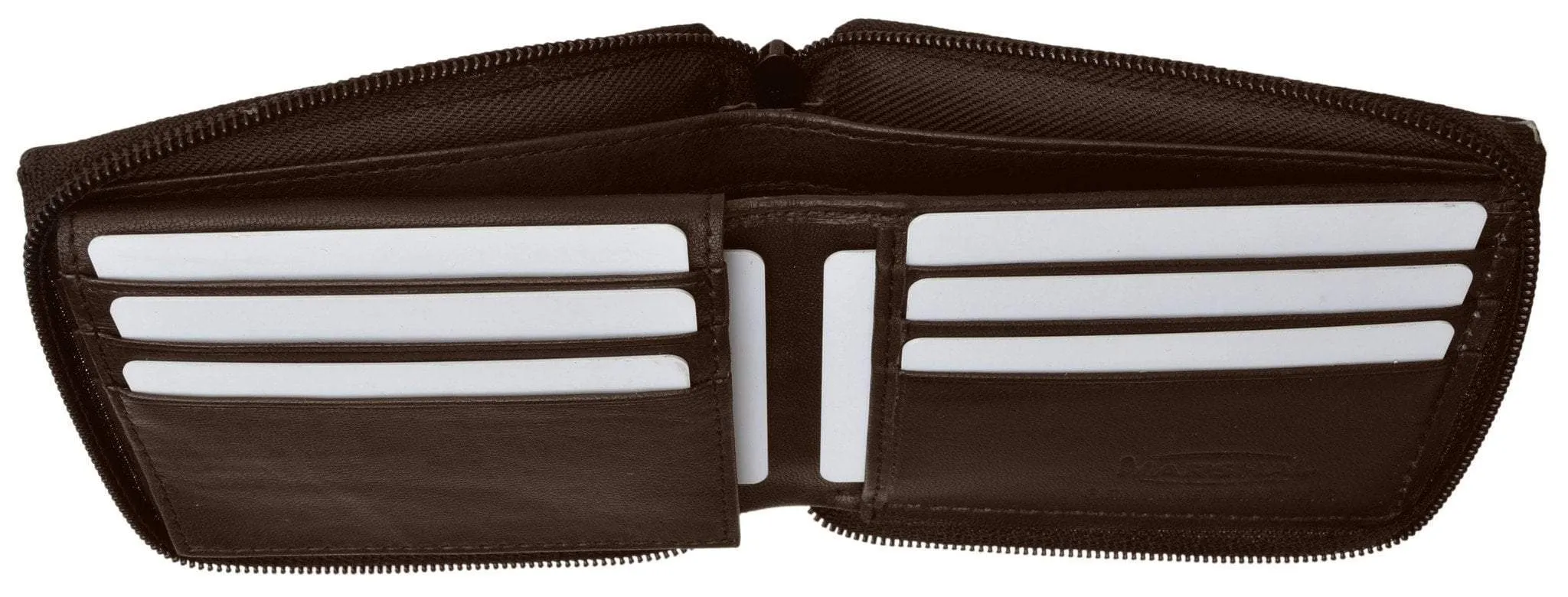Zippered Bifold Men's Wallet Deluxe Credit Card Flip Genuine Lamb Leather P 1256 (C)